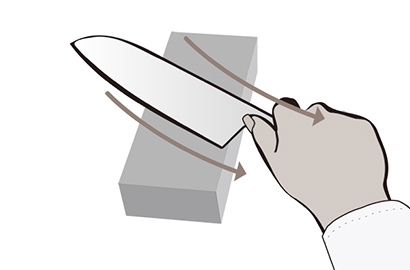 Knife moved across steel zwilling paring knife