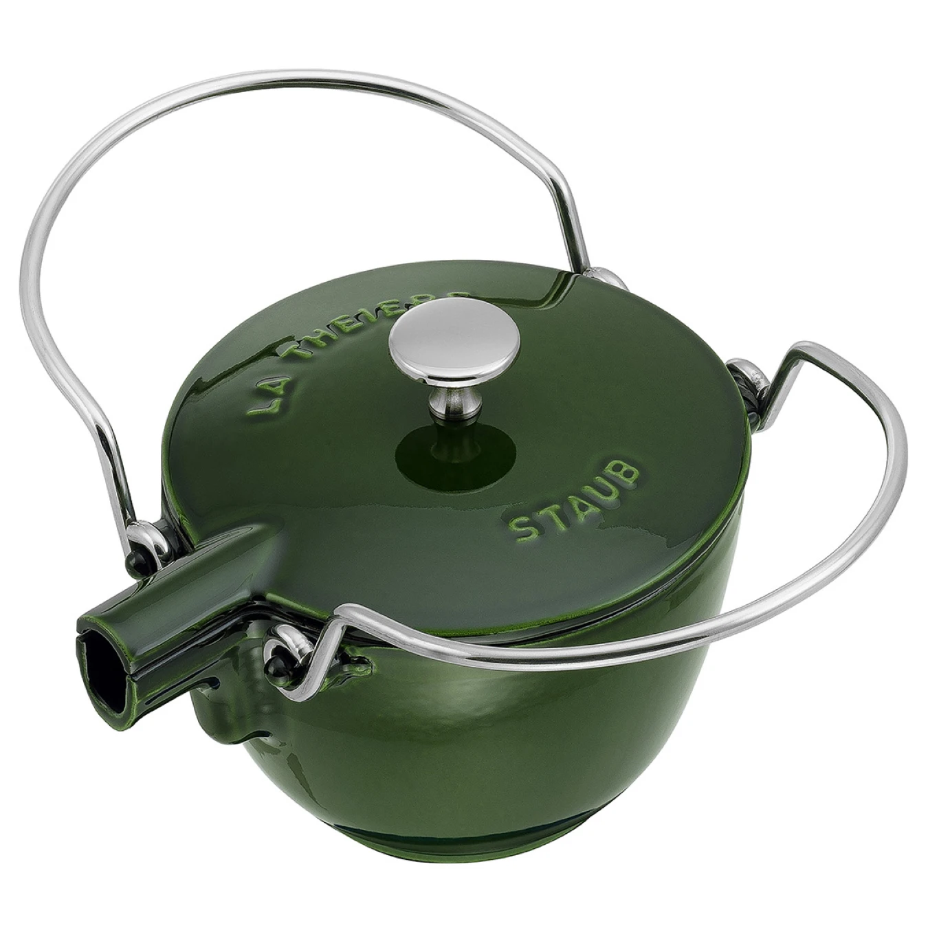 Чайник чугунный STAUB, круглый, 16.5 см, 1.15 л, зеленый базилик - фото 2