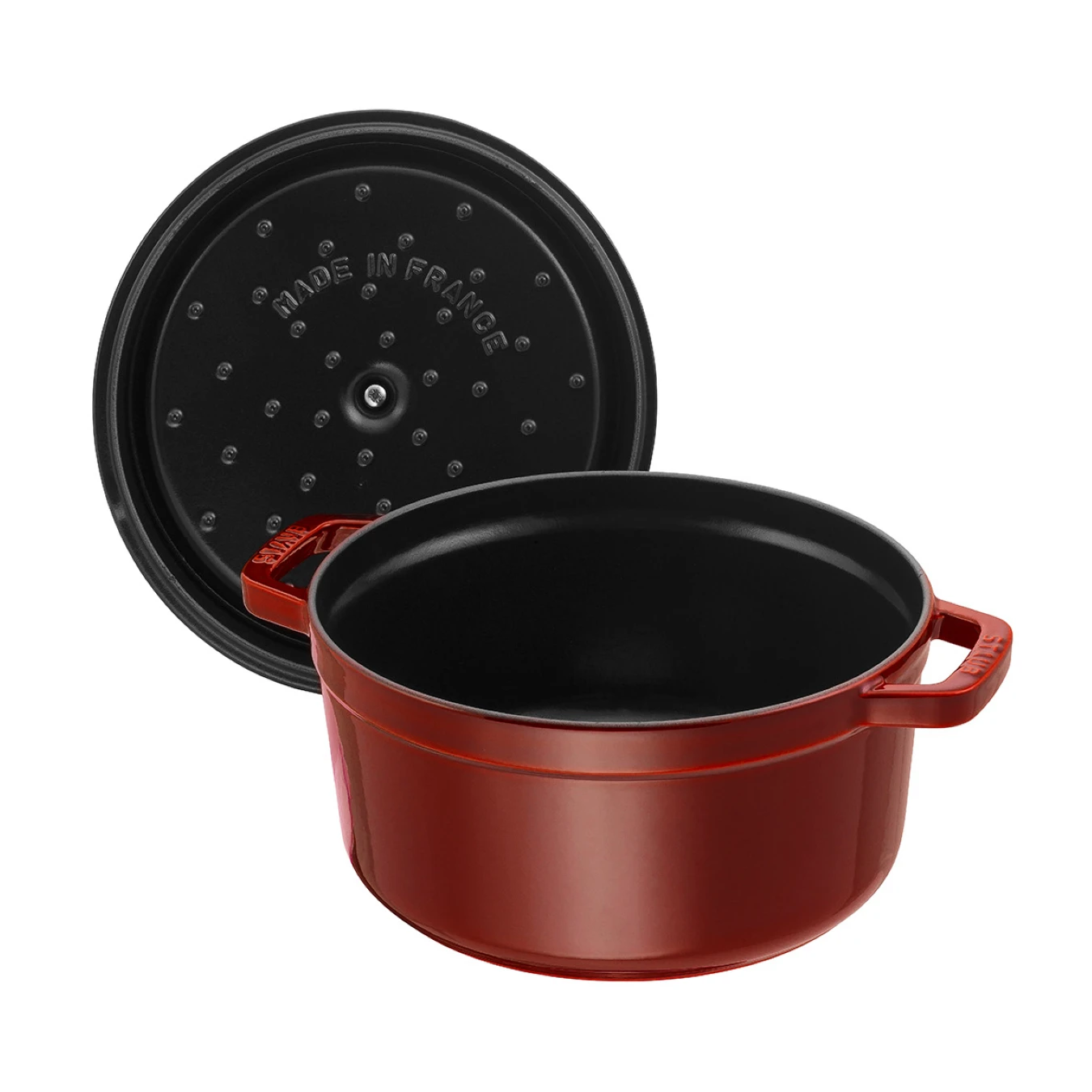 Кокот чугунный STAUB, круглый, 28 см, 6,7 л, гранатовый - фото 5