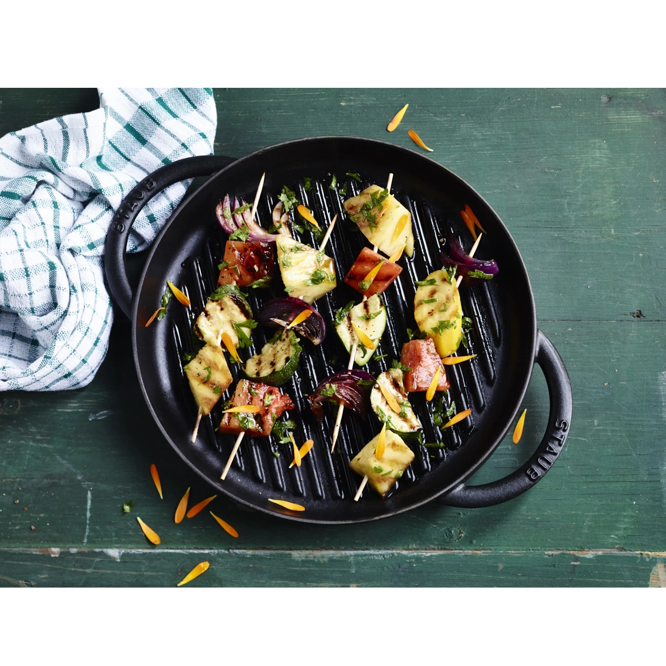 Сковорода-гриль чугунная STAUB, круглая, с 2 ручками, 22 см, черная - фото 3