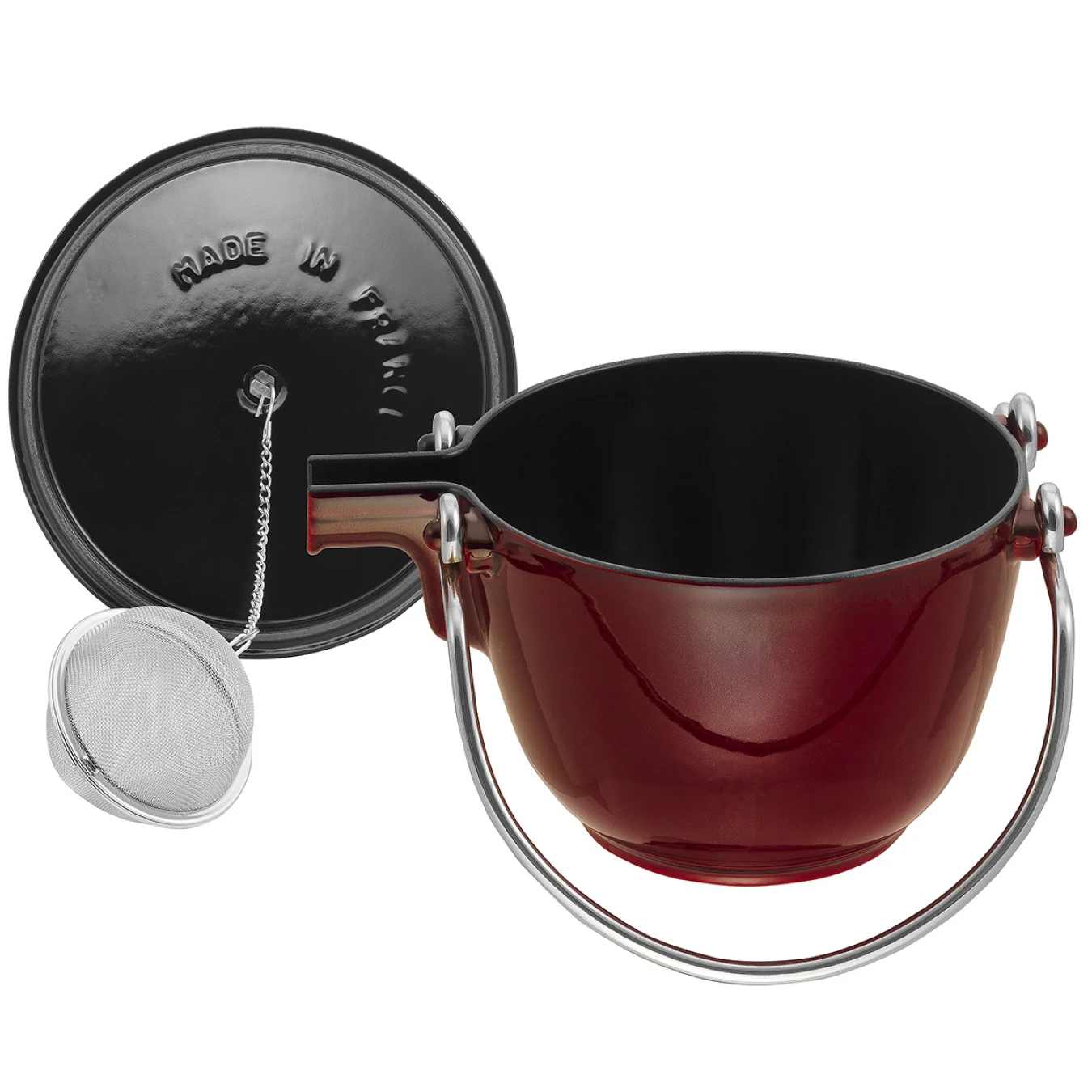 Чайник чугунный STAUB, круглый, 16.5 см, 1.15 л, гранатовый - фото 4