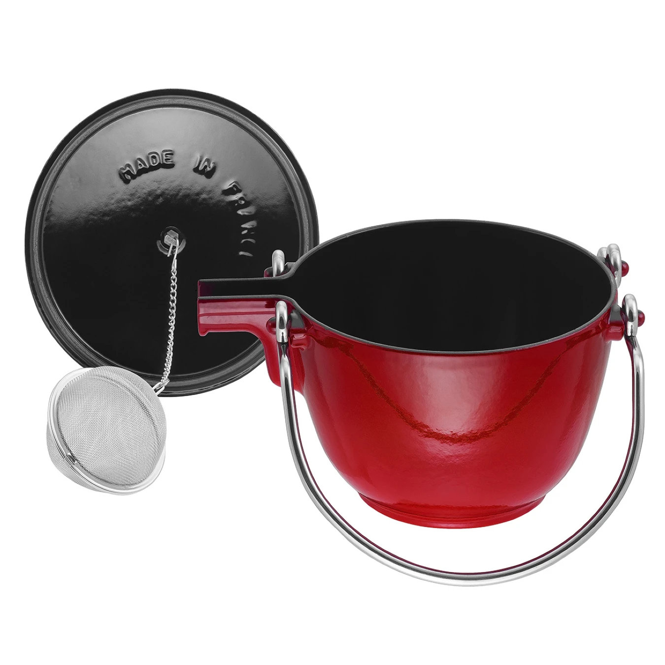 Чайник чугунный STAUB, круглый, 16.5 см, 1.15 л, вишневый - фото 4