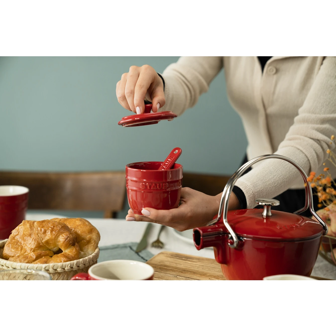 Сахарница с ложкой, вишневая - фото 3