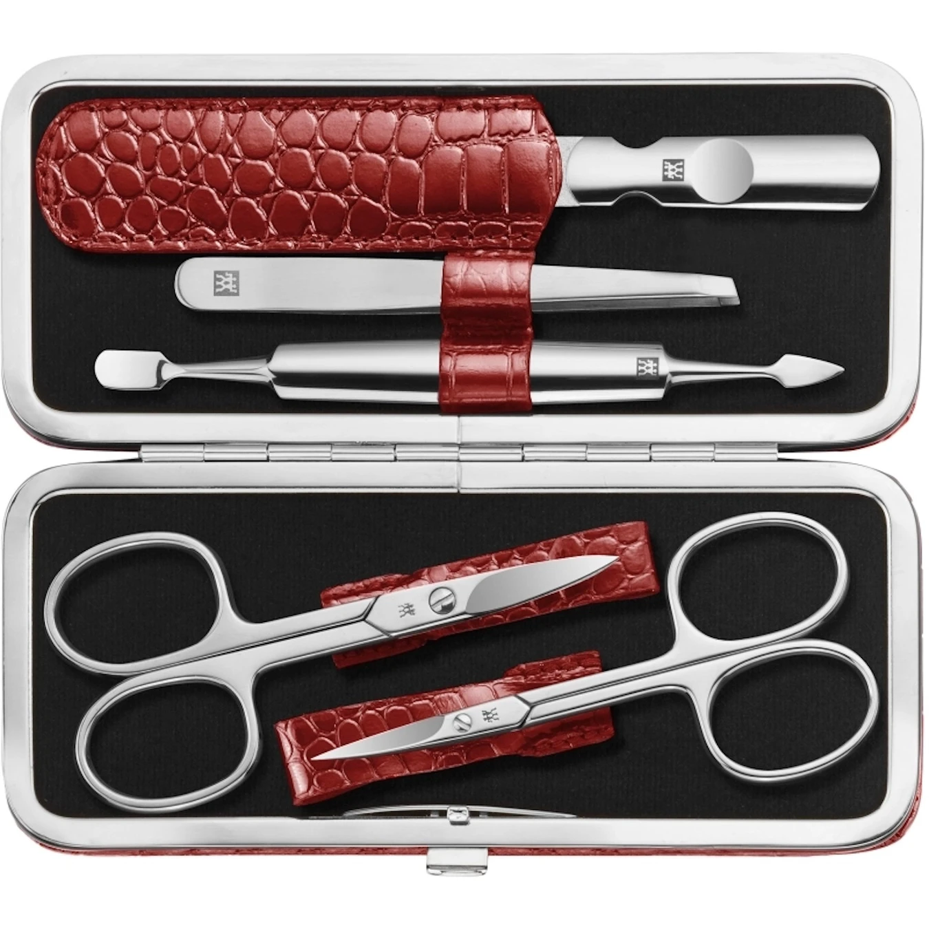 Маникюрный набор ZWILLING Beauty Classic, красный, отделка "крокодил", 5 пр. - фото 1