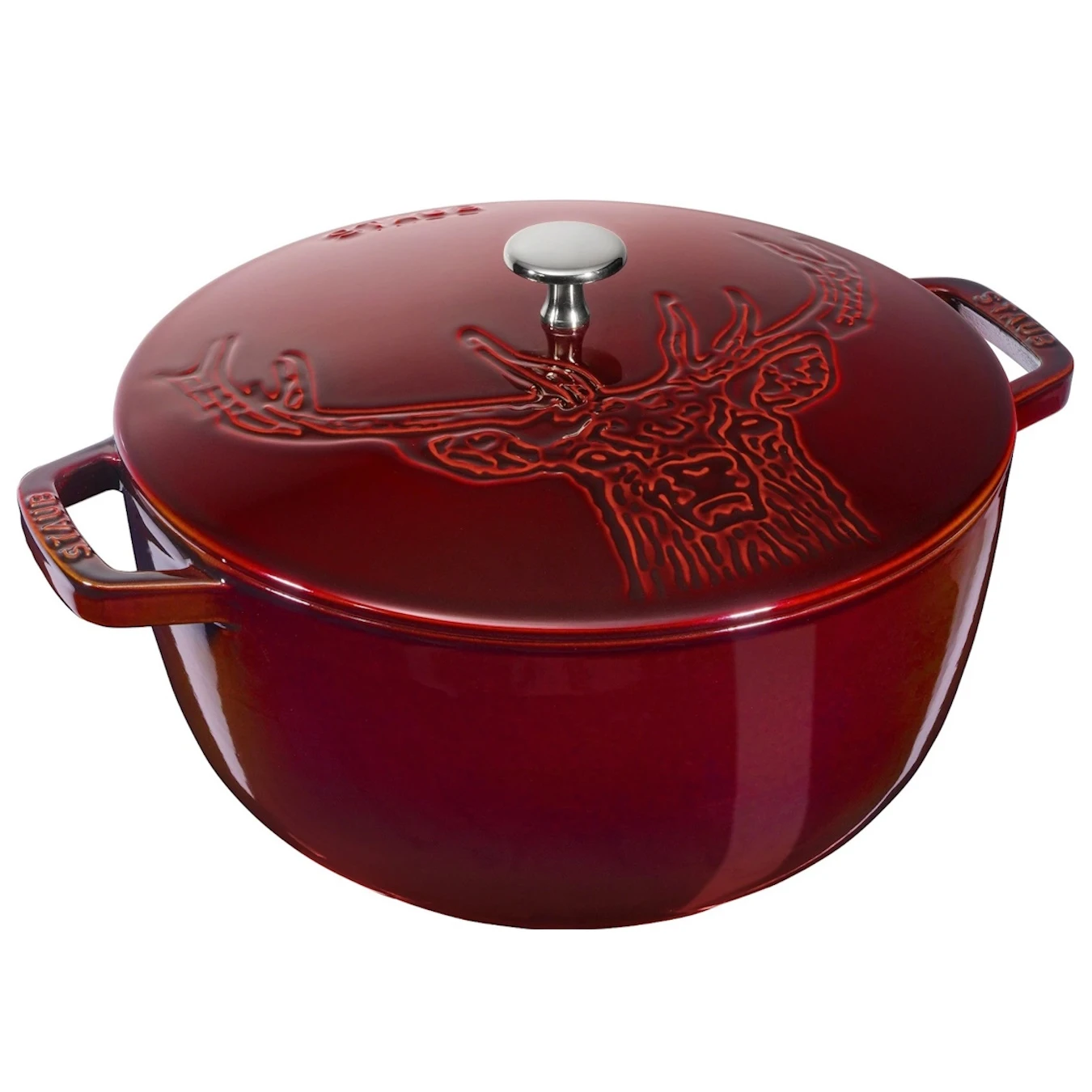 Кокот чугунный STAUB "Олень", 26 см, 4.9 л, гранатовый - фото 1