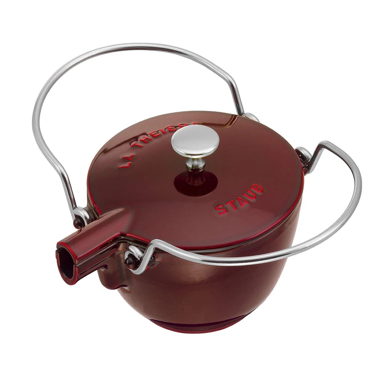 Чайник чугунный STAUB, круглый, 16.5 см, 1.15 л, гранатовый - фото 3