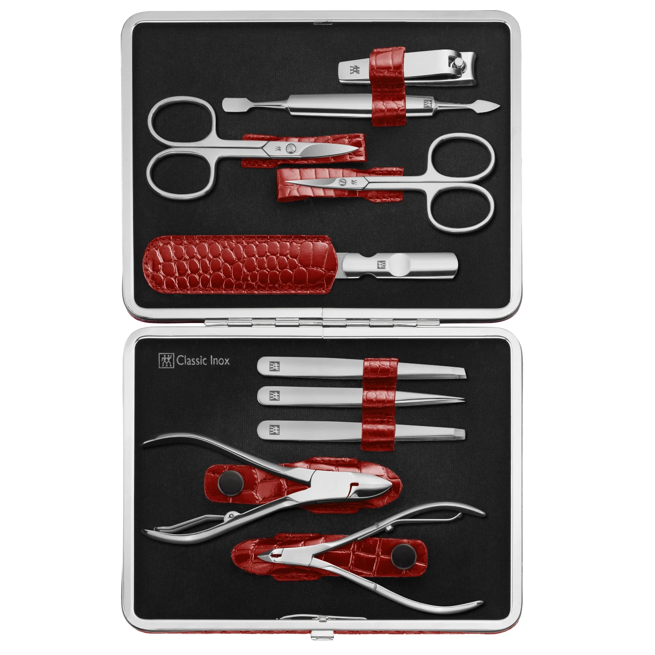 Маникюрный набор ZWILLING Beauty Classic, красный, отделка "крокодил", 10 пр. - фото 1