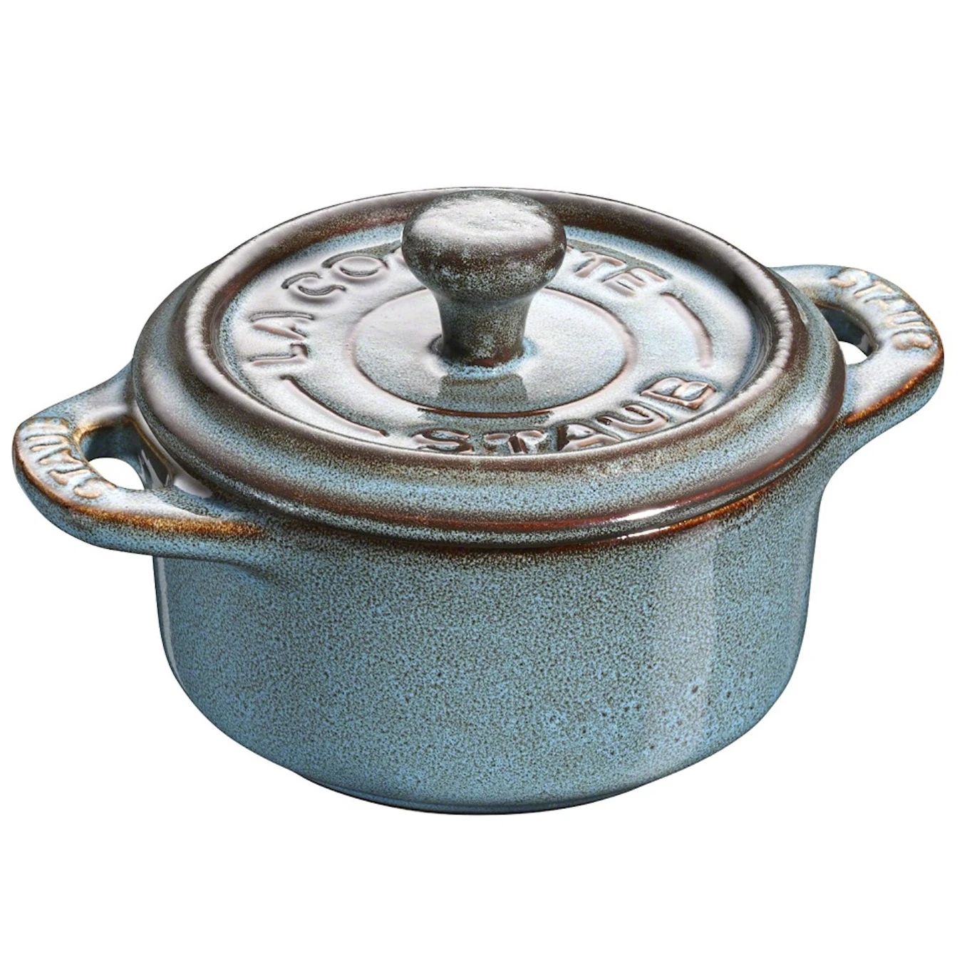 Мини-кокот керамический STAUB, круглый, 10 см, античный бирюзовый - фото 1