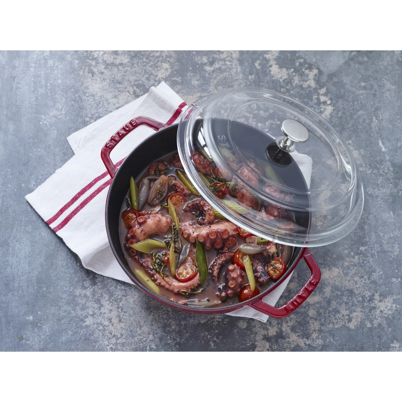 Сотейник со стеклянной крышкой, 28 см, вишневый - фото 4