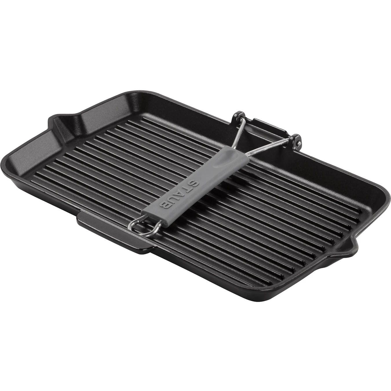 Сковорода-гриль чугунная STAUB, прямоугольная, с силиконовой ручкой, черная, 34х21 см - фото 2
