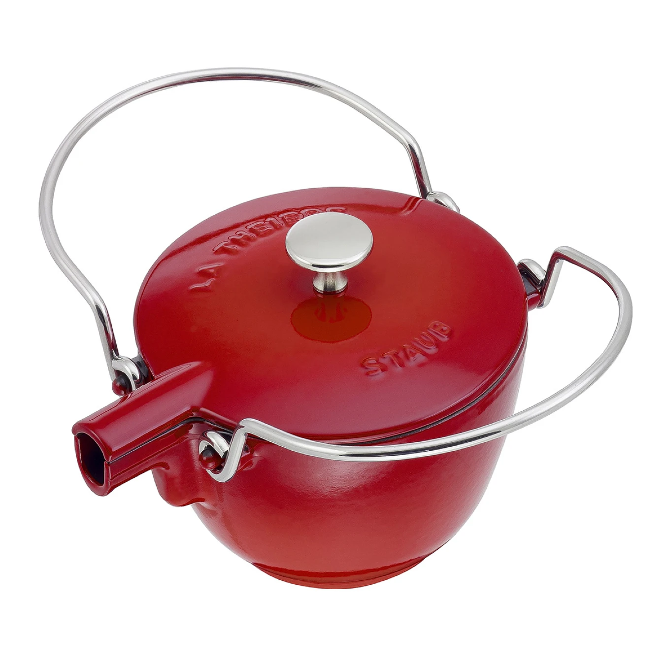 Чайник чугунный STAUB, круглый, 16.5 см, 1.15 л, вишневый - фото 3