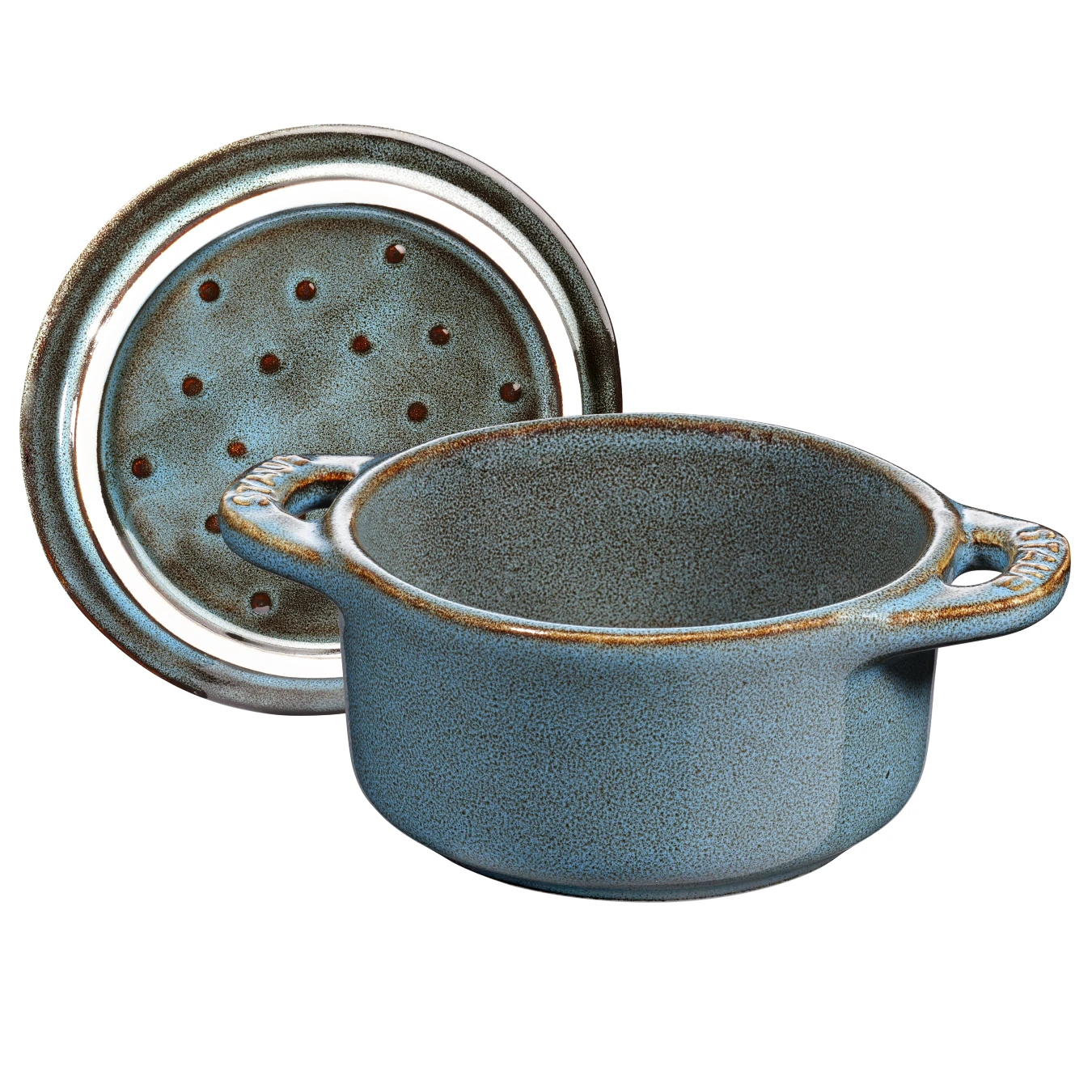 Мини-кокот керамический STAUB, круглый, 10 см, античный бирюзовый - фото 4