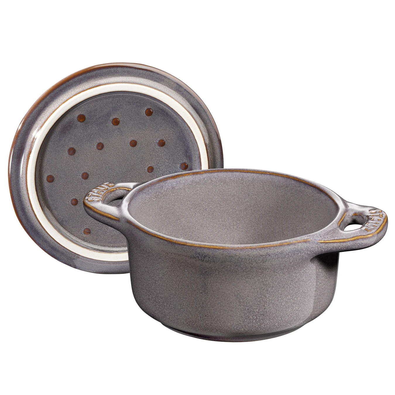 Мини-кокот керамический STAUB, круглый, 10 см, античный серый - фото 3