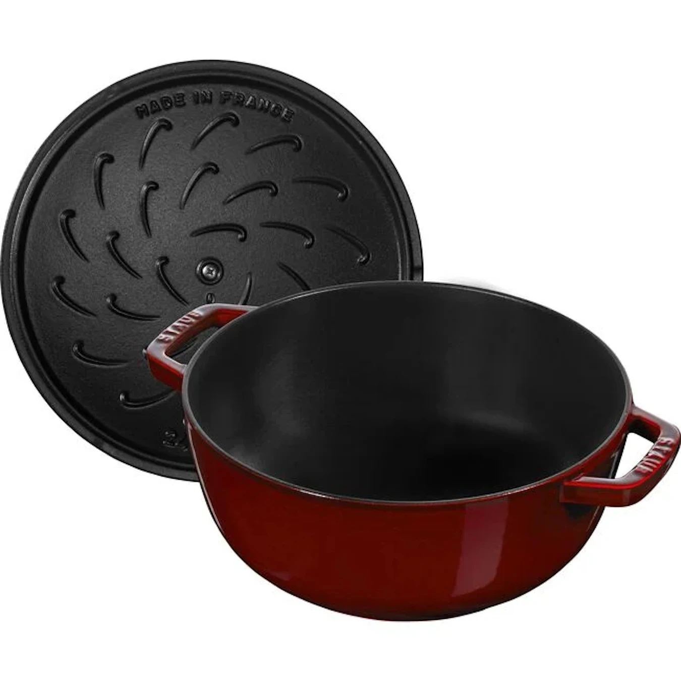 Кокот чугунный STAUB "Цветочный", 24 см, 3.6 л, гранатовый - фото 4