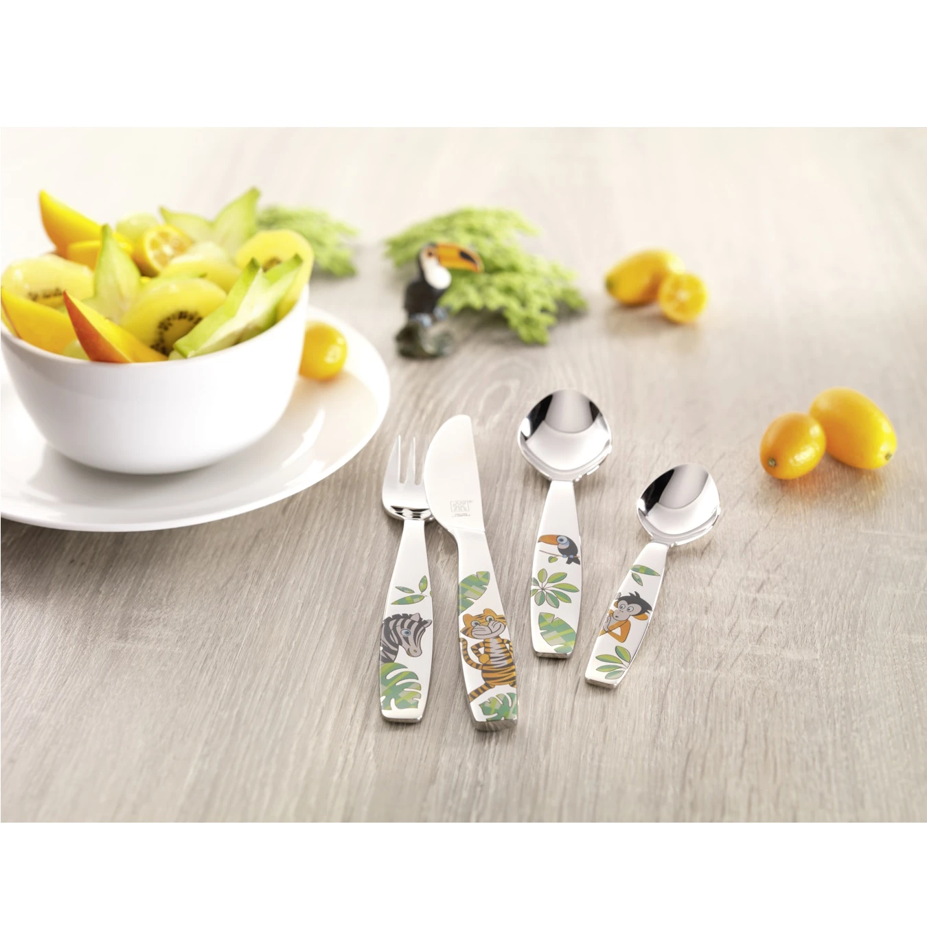 Набор детских столовых приборов ZWILLING "Джунгли", цветной, 4 пр. - фото 2
