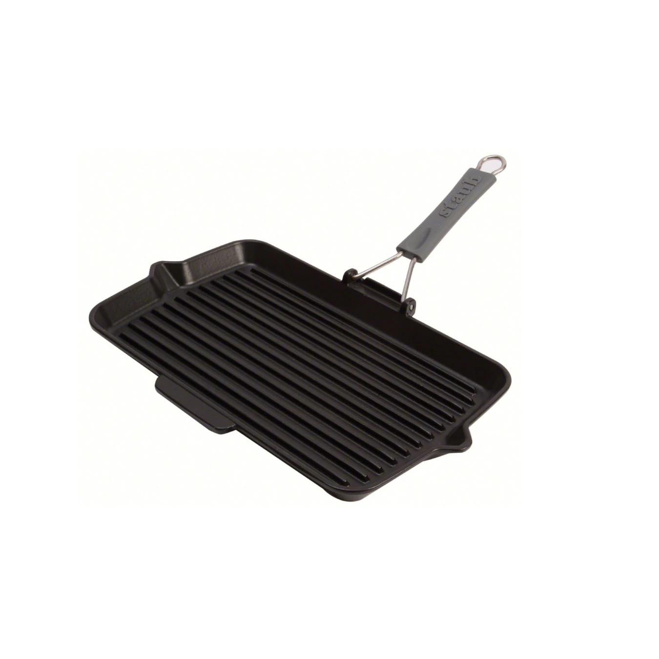 Сковорода для гриля прямоугольная, черная с силиконовой ручкой  34х21 см