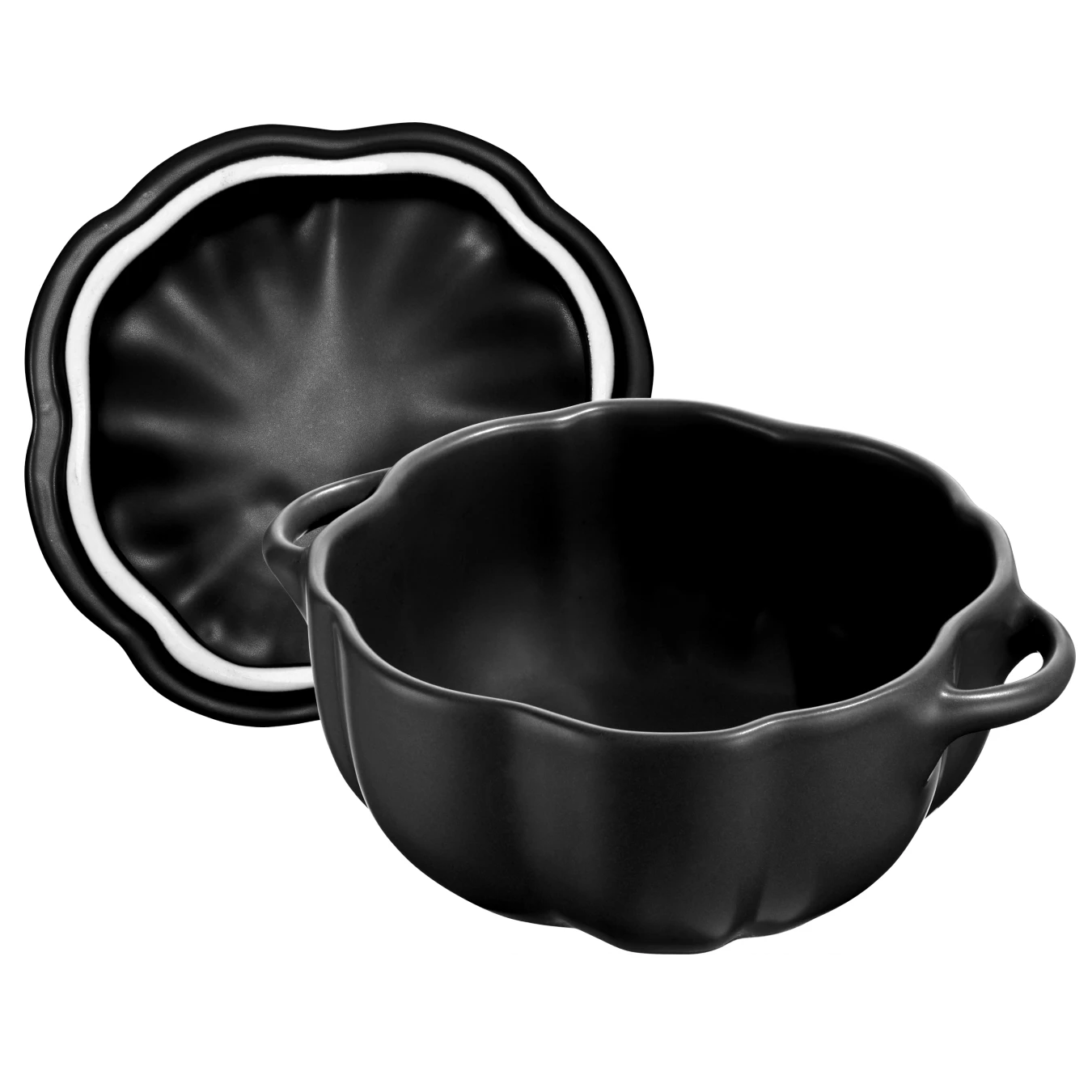 Кокот керамический STAUB, форма "Тыква", черный, 12 см - фото 4
