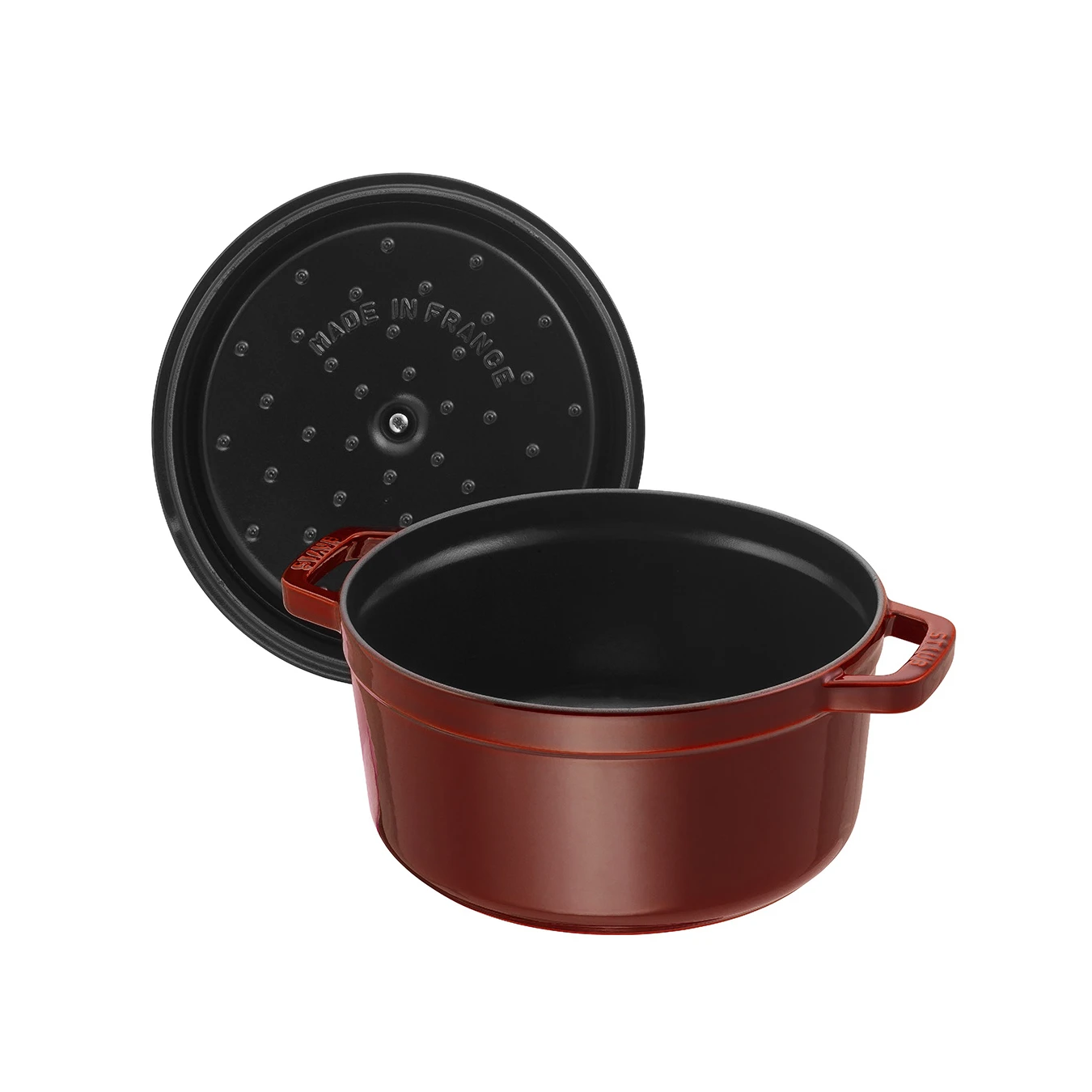 Кокот чугунный STAUB, круглый, 20 см, 2,2 л, гранатовый - фото 4