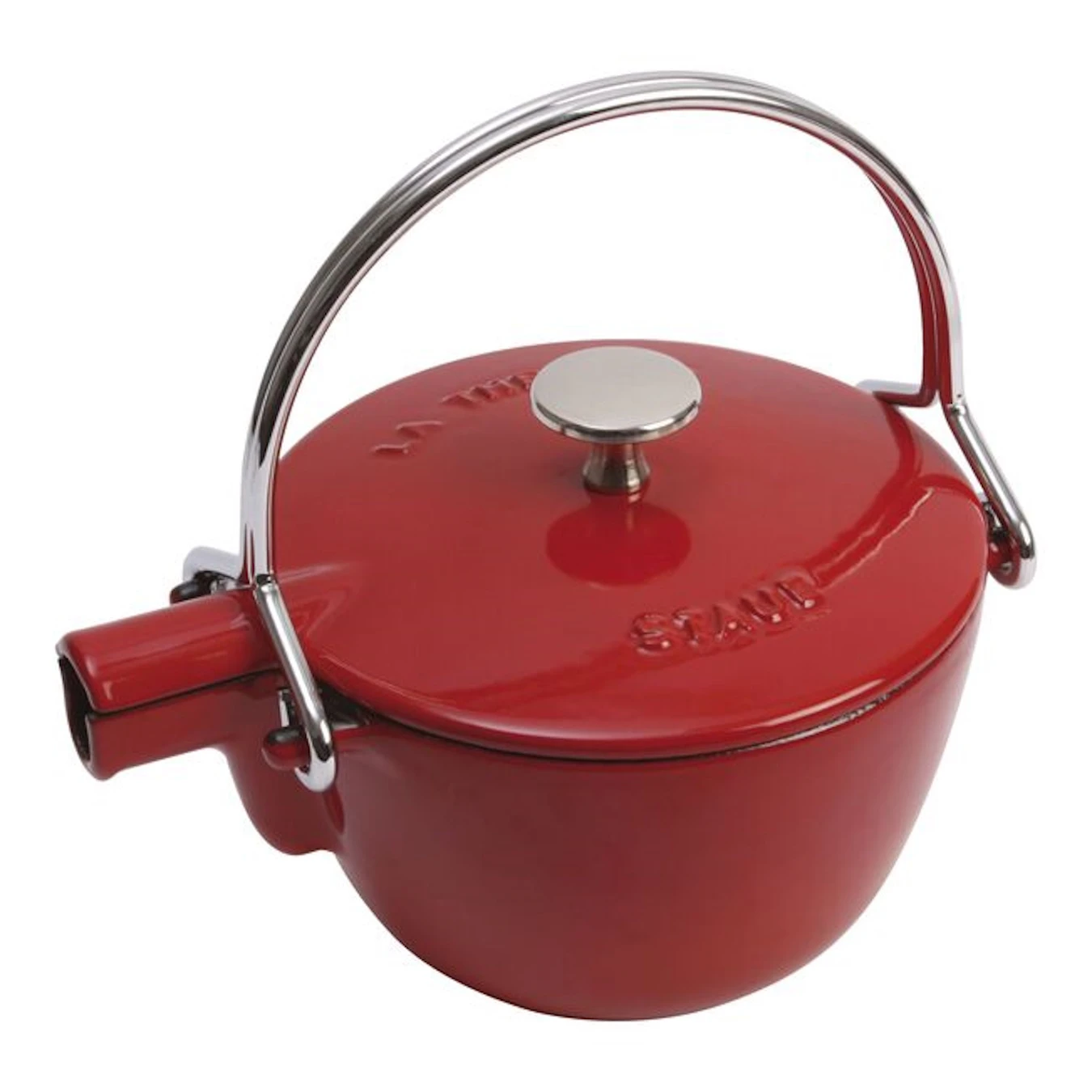 Чайник чугунный STAUB, круглый, 16.5 см, 1.15 л, вишневый - фото 1