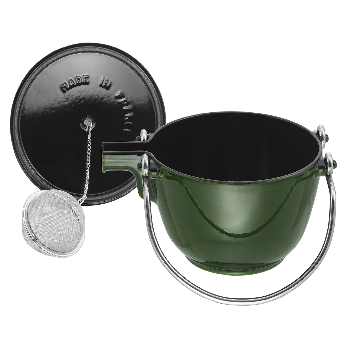 Чайник чугунный STAUB, круглый, 16.5 см, 1.15 л, зеленый базилик - фото 4