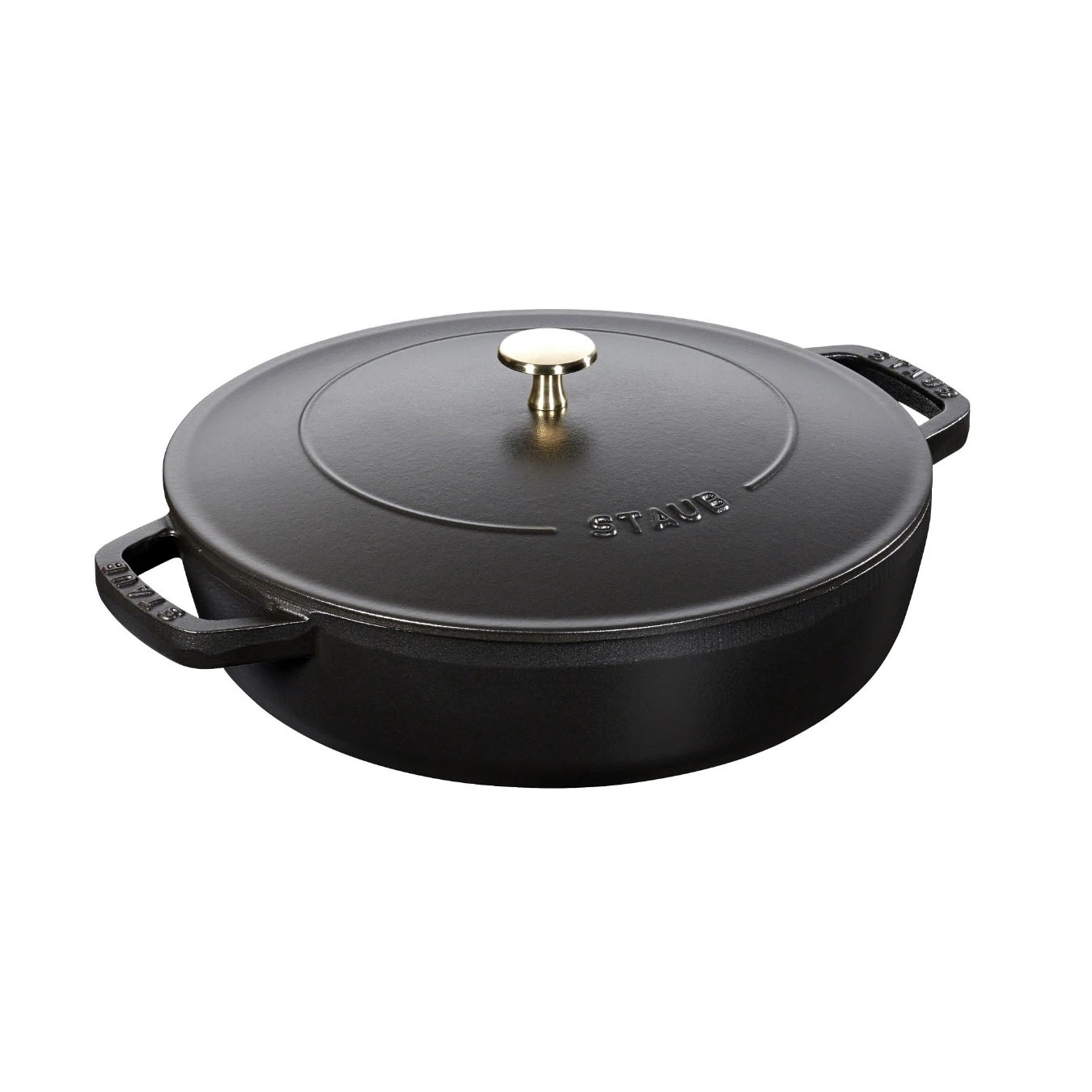 Сотейник с чугунной крышкой STAUB, 28 см, 3.7 л., черный - фото 1