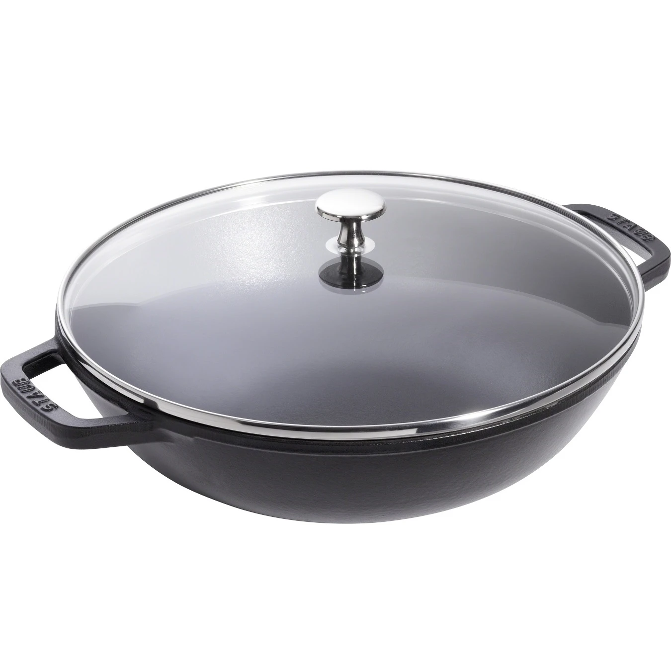 Вок чугунный STAUB со стеклянной крышкой, черный, 4.4 л, 30 см - фото 2