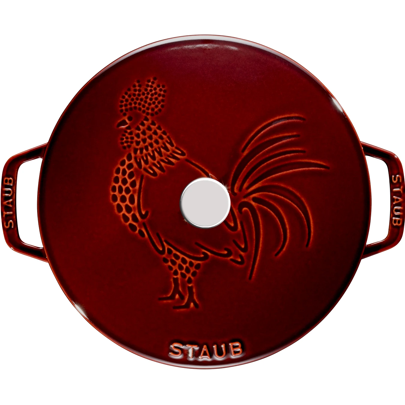 Кокот чугунный STAUB "Петух", 24 см, 3,6 л, гранатовый - фото 4