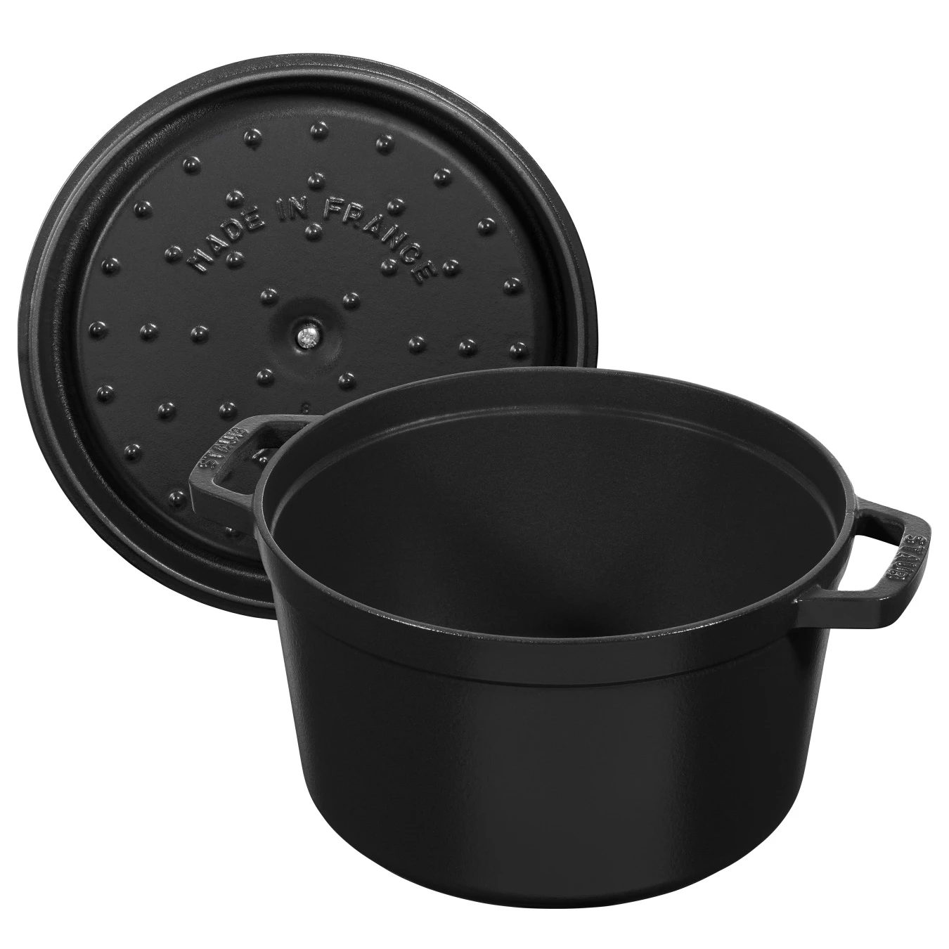 Кокот чугунный STAUB, круглый, высокий, 24 см, 4.7 л., черный - фото 1