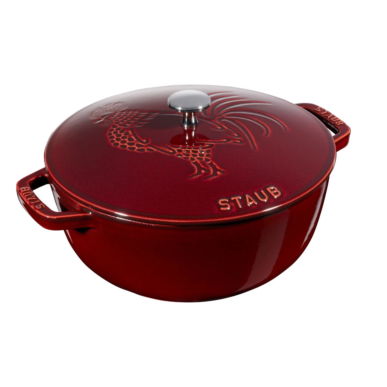 Кокот чугунный STAUB "Петух", 24 см, 3,6 л, гранатовый - фото 1