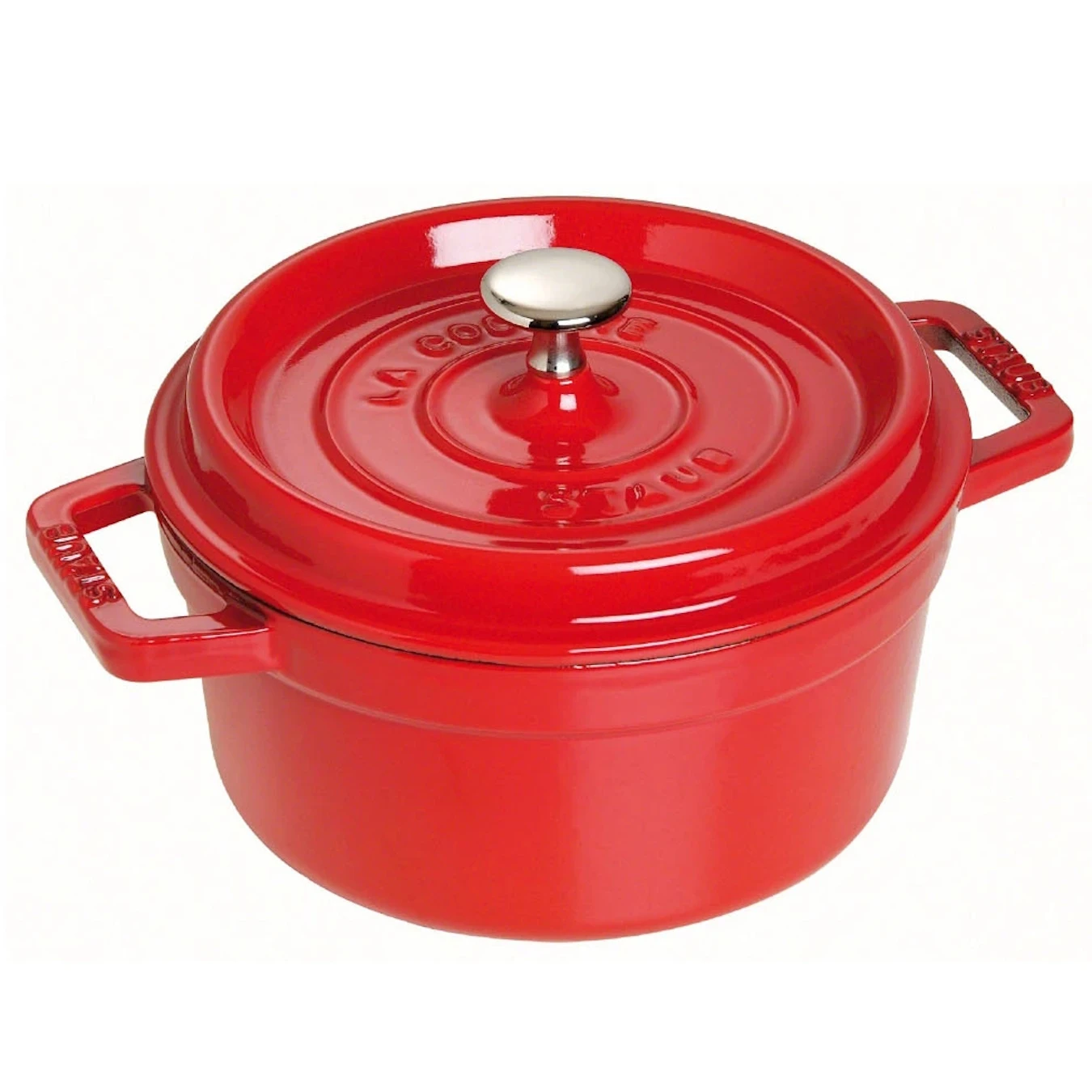 Кокот чугунный STAUB, круглый, 22 см, 2,6 л, вишневый - фото 1