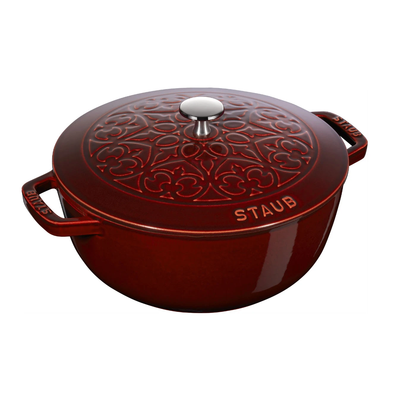 Кокот чугунный STAUB "Лилия", 26 см, 4.9 л, гранатовый - фото 1