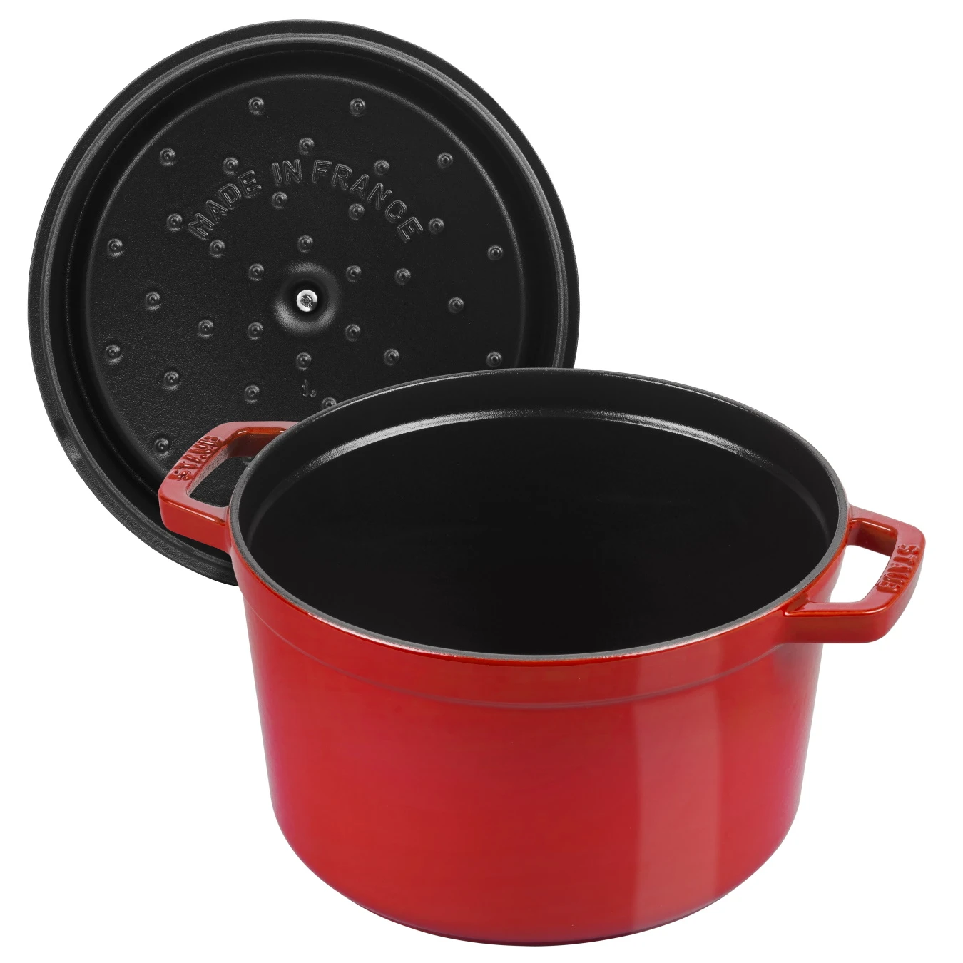Кокот чугунный STAUB, круглый, высокий, 24 см, 4.7 л., вишневый - фото 1