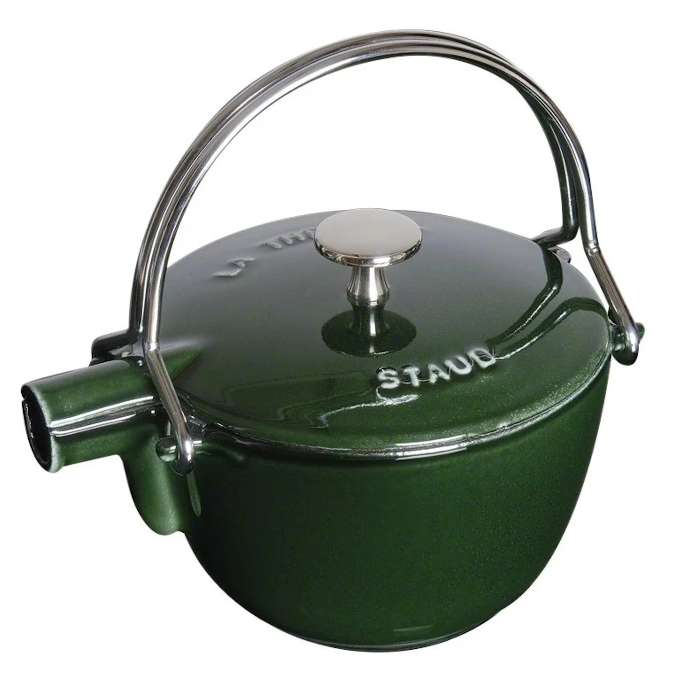 Чайник чугунный STAUB, круглый, 16.5 см, 1.15 л, зеленый базилик - фото 1