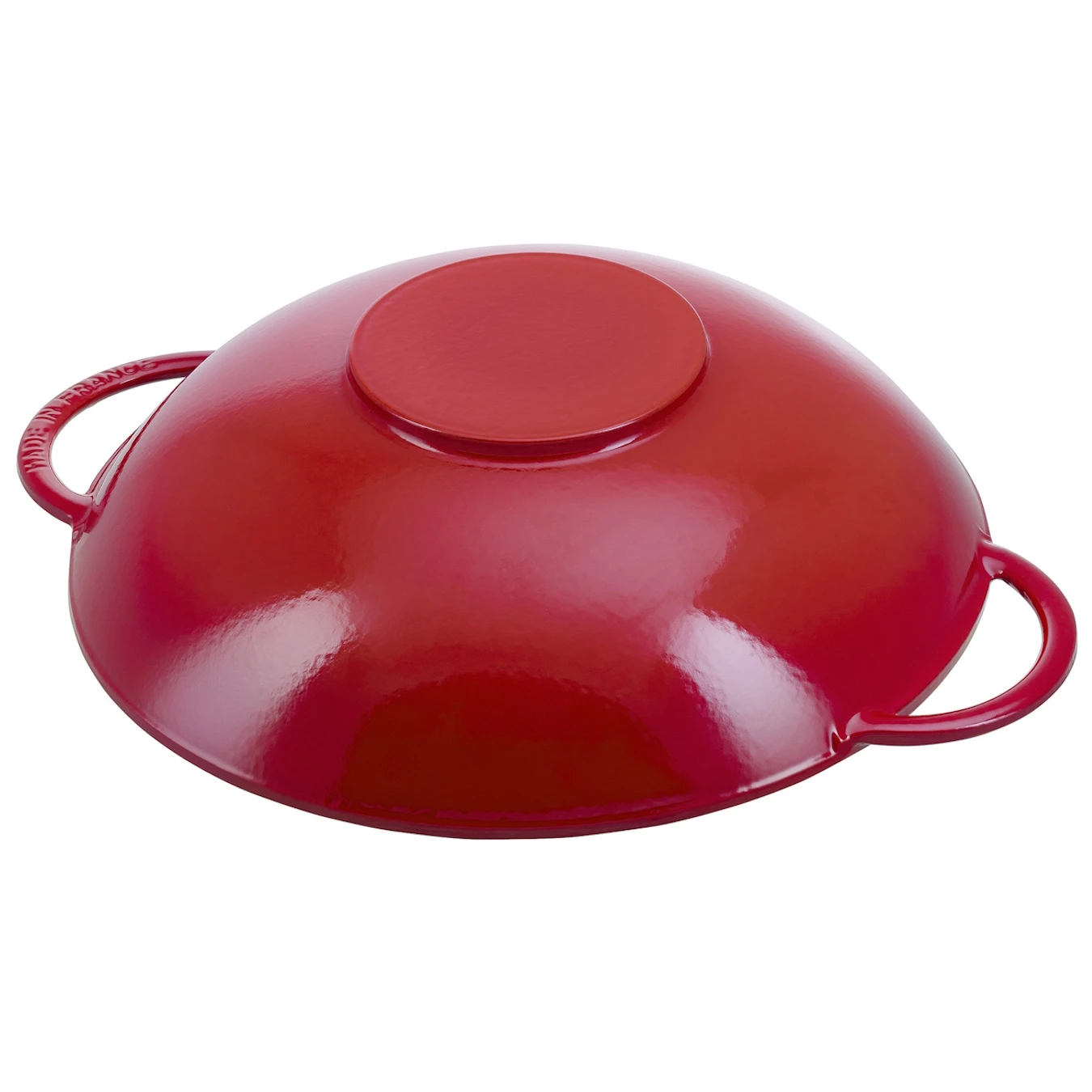 Вок чугунный STAUB со стеклянной крышкой, вишневый, 5.7 л, 37 см - фото 3