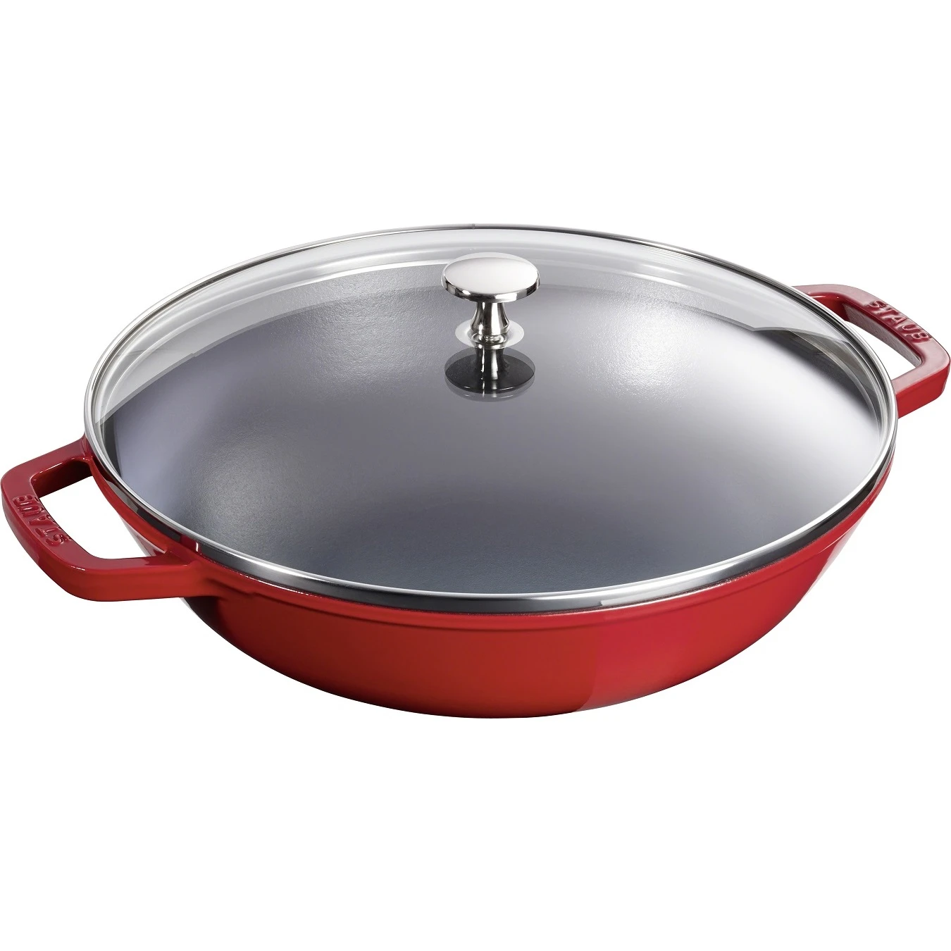 Вок чугунный STAUB со стеклянной крышкой, вишневый, 4.4 л, 30 см - фото 2