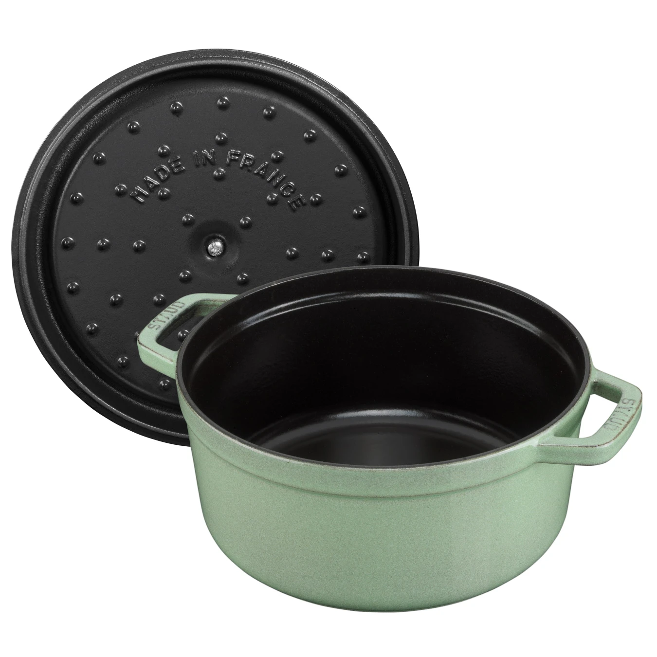 Кокот чугунный STAUB, круглый, 28 см, 6.7 л, шалфей - фото 1