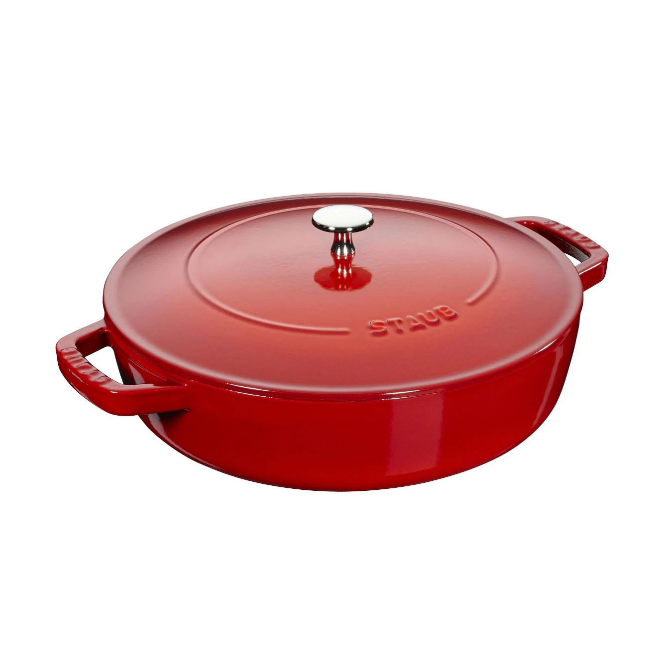 Сотейник с чугунной крышкой STAUB, 24 см, 2,4 л вишневый - фото 1