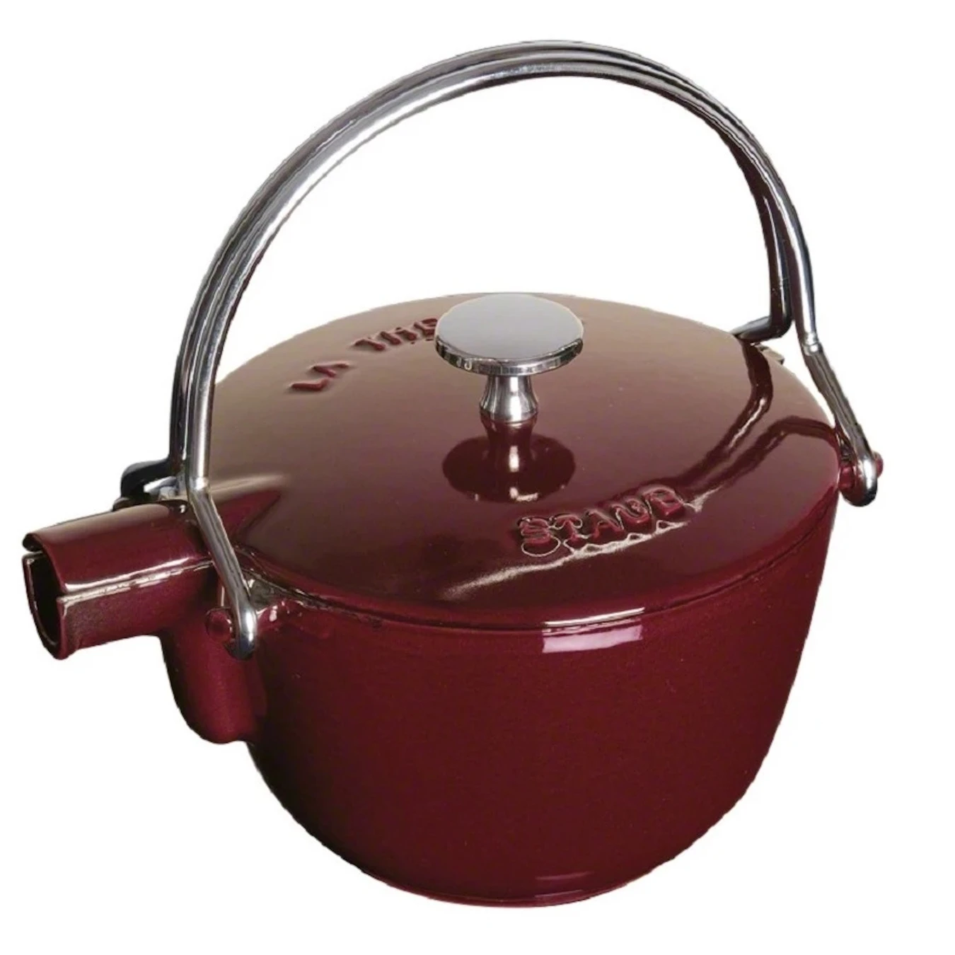 Чайник чугунный STAUB, круглый, 16.5 см, 1.15 л, гранатовый - фото 1