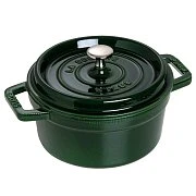 Кокот чугунный STAUB, круглый, 20 см, 2,2 л, зеленый базилик