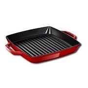 Сковорода-гриль чугунная STAUB, квадратная, 28 см, вишневая