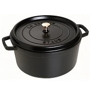 Кокот чугунный STAUB, круглый, 24 см, 3,8 л, черный