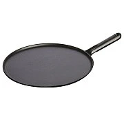 Сковорода чугунная для блинов STAUB, с деревянной ручкой, черная, 30 см