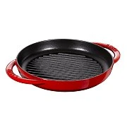 Сковорода-гриль чугунная STAUB, круглая, с 2 ручками, 22 см, вишневая