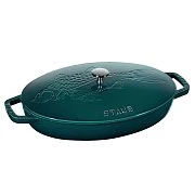 Сковорода овальная для рыбы STAUB, с чугунной крышкой, 32 см, морская